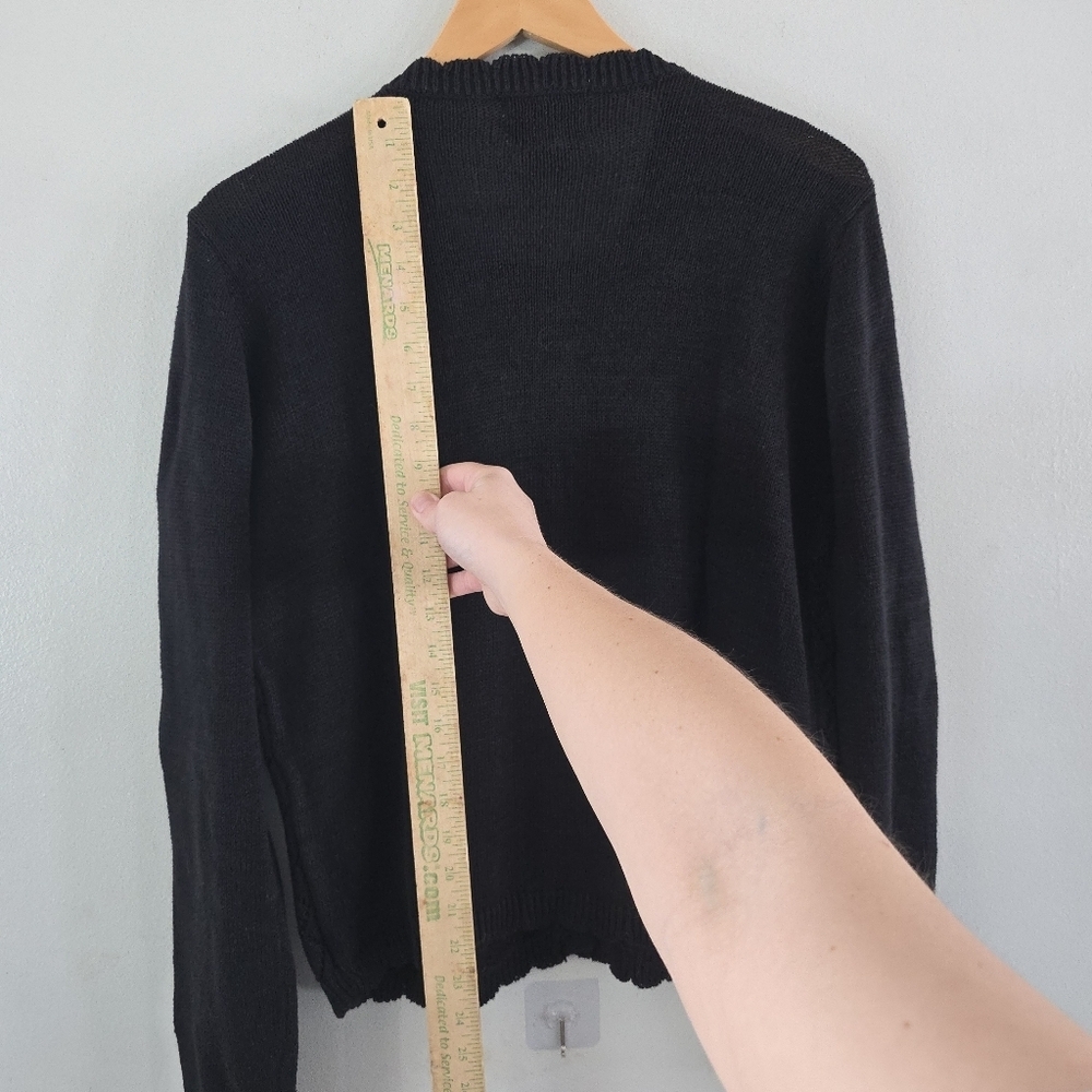 Teddi Vintage M Black Crochet Layered Sweater Cottagecore Grandma *read - Picture 11 of 11